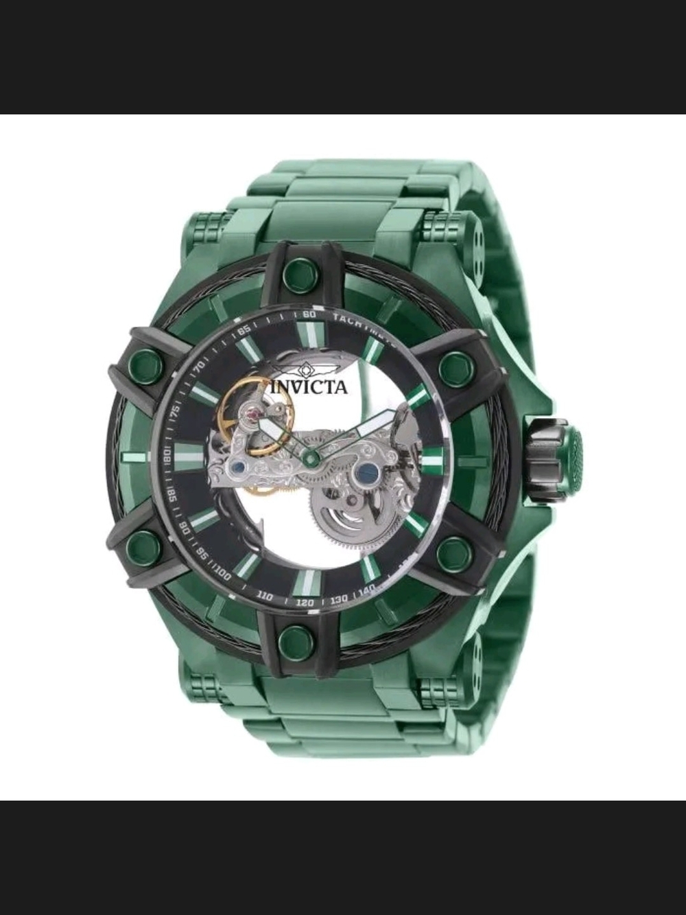 Invicta Green Open-Heart Automatic Bracelet Watch 52mm